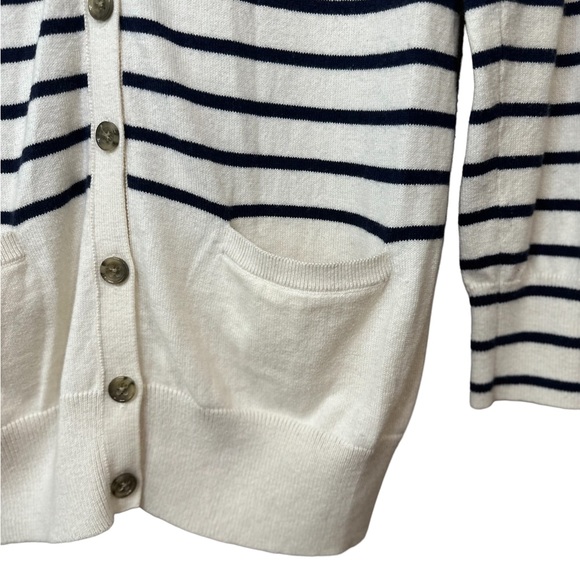 Banana Republic Navy/White striped button up cardigan. Size Large - Picture 4 of 7
